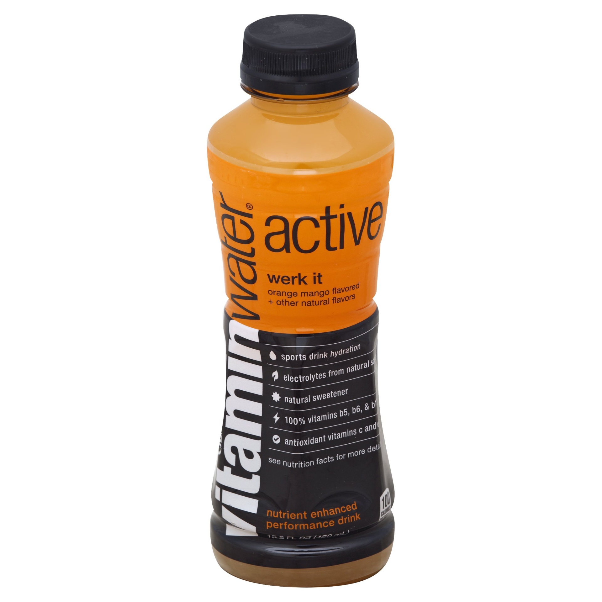 slide 1 of 4, vitaminwater Active Orange Mango Drink - 15.2 fl oz, 15.2 fl oz