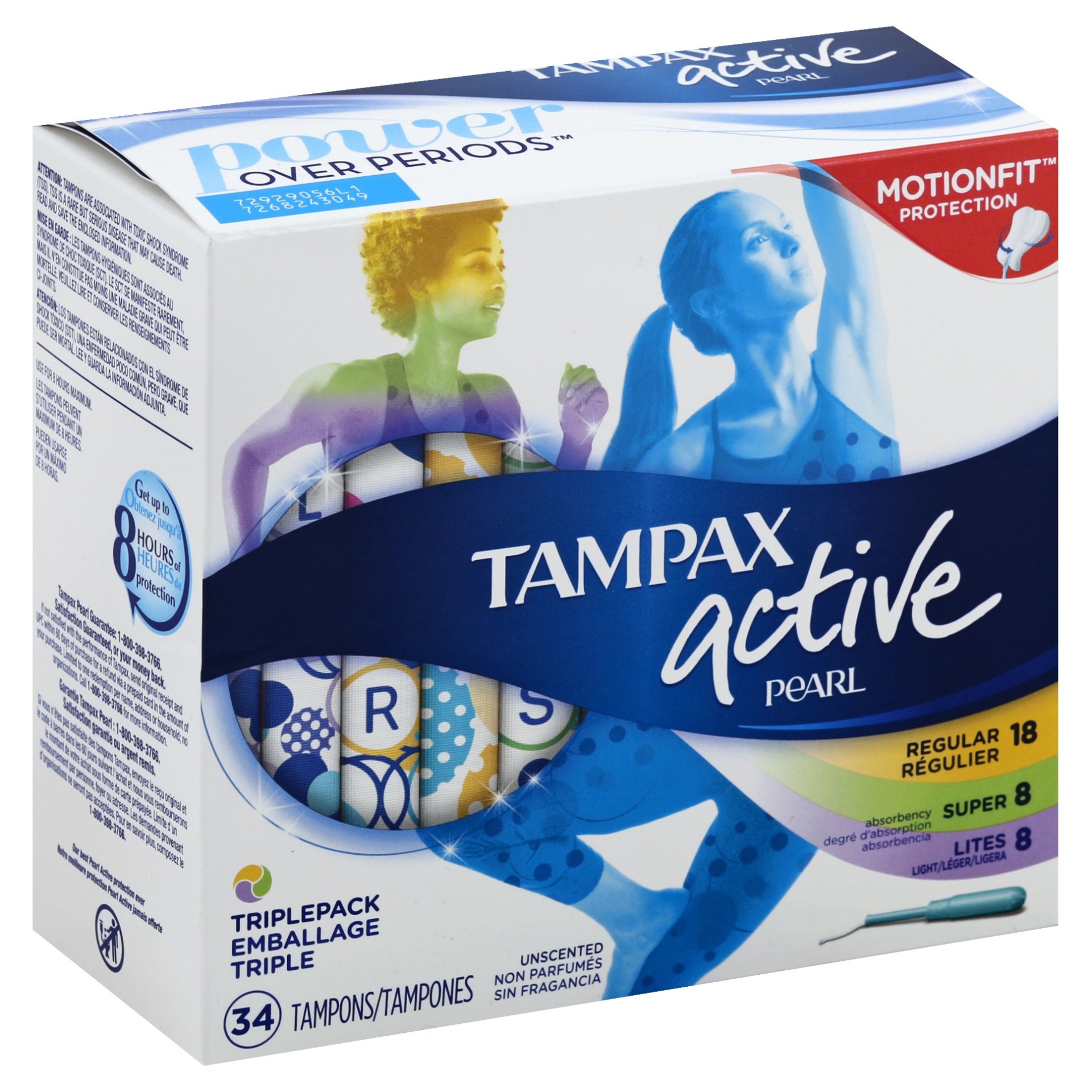 Tampax Pearl Active Tampons Triple Pack Light Regular Super Plastic Unscented 34 ct Shipt