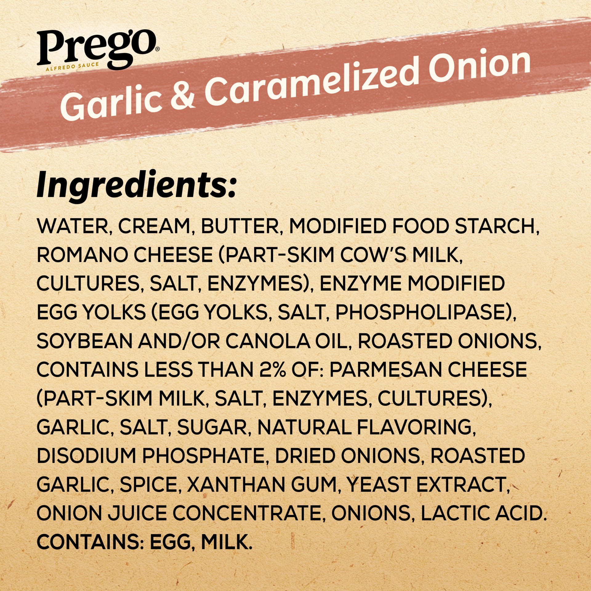 slide 7 of 9, Prego Garlic and Caramelized Onion Alfredo Pasta Sauce, 14.5 oz Jar, 14.5 oz