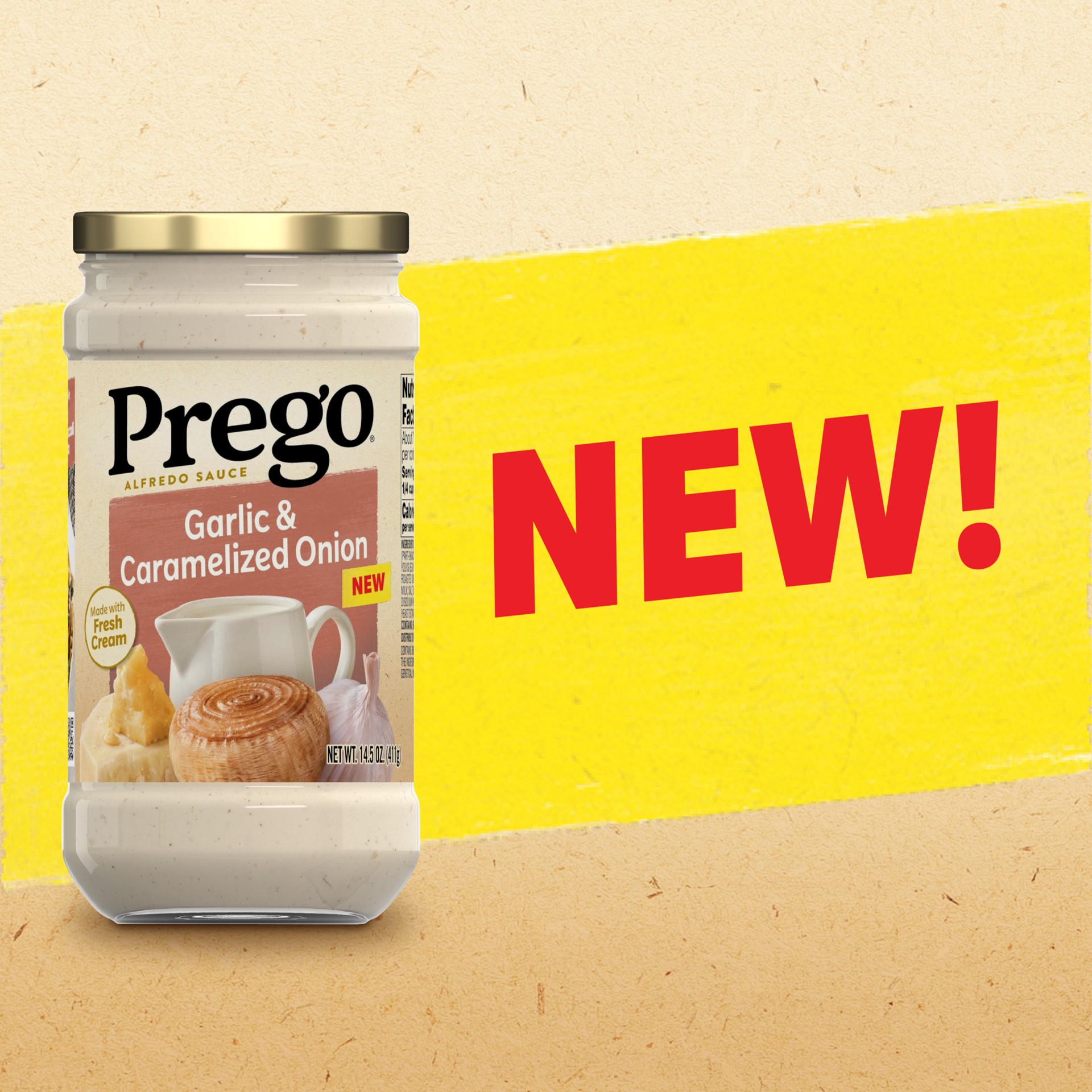 slide 6 of 9, Prego Garlic and Caramelized Onion Alfredo Pasta Sauce, 14.5 oz Jar, 14.5 oz