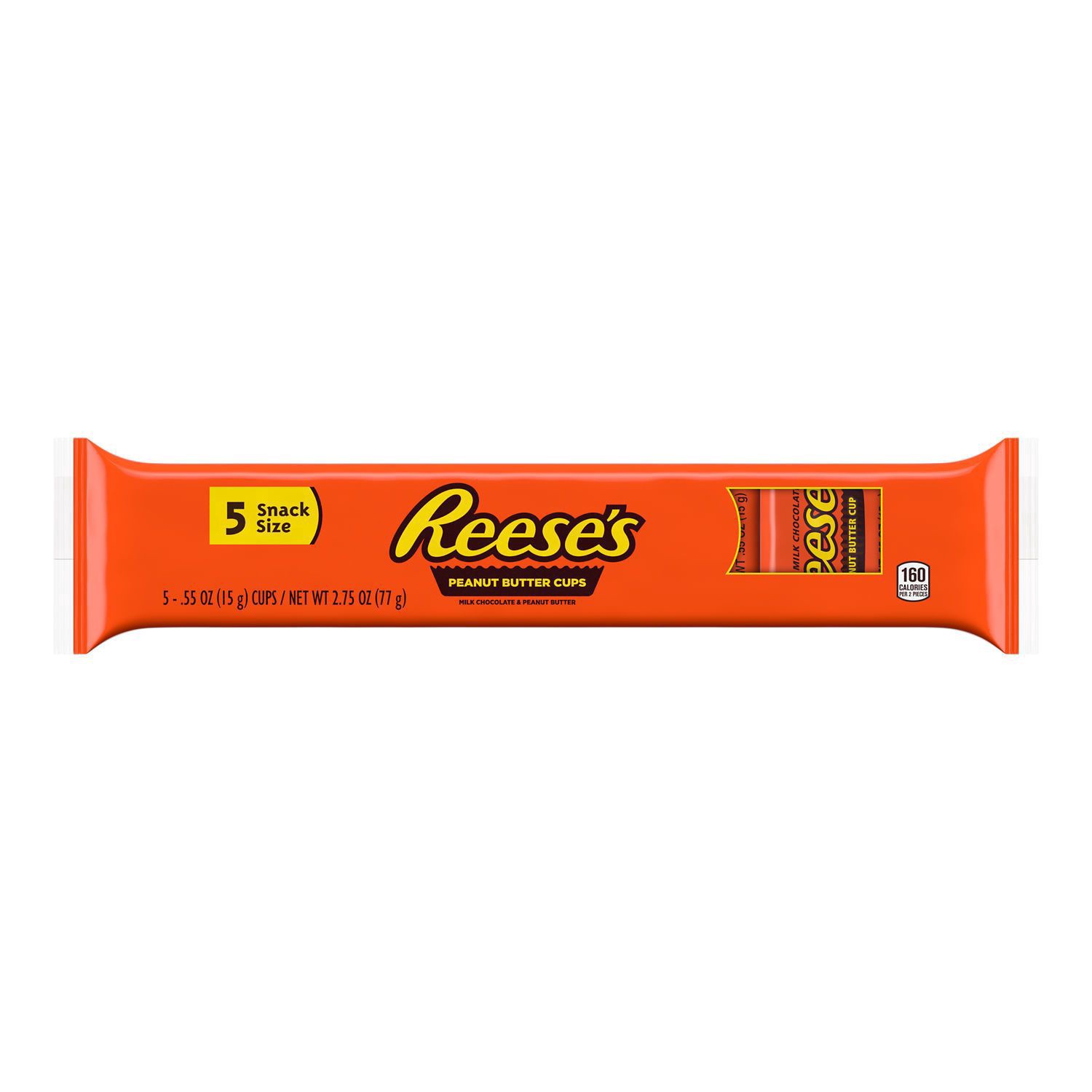 slide 1 of 1, REESE'S Milk Chocolate Snack Size Peanut Butter Cups, Candy Packs, .55 oz (4 Count), 2.75 oz