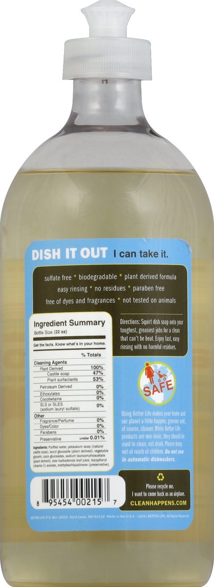 slide 2 of 3, Better Life Dish It Out Unscented Dish Soap, 22 fl oz