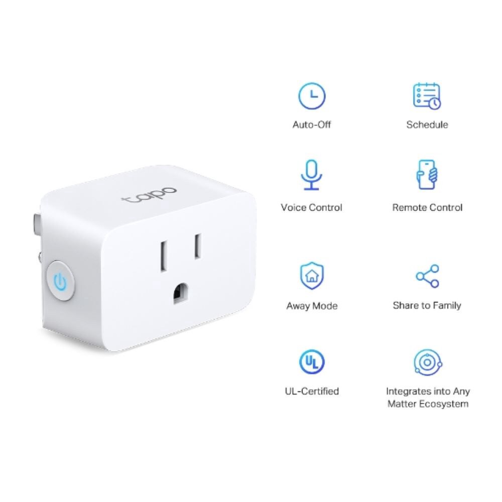 slide 2 of 3, Tp-Link Tapo Mini Smart Wi-Fi Plug With Matter - White, 1 ct