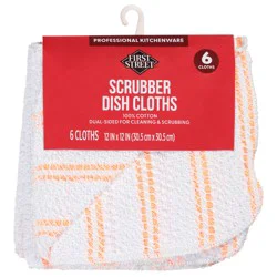 First Street Scrubber Dish Cloths Orange Striped