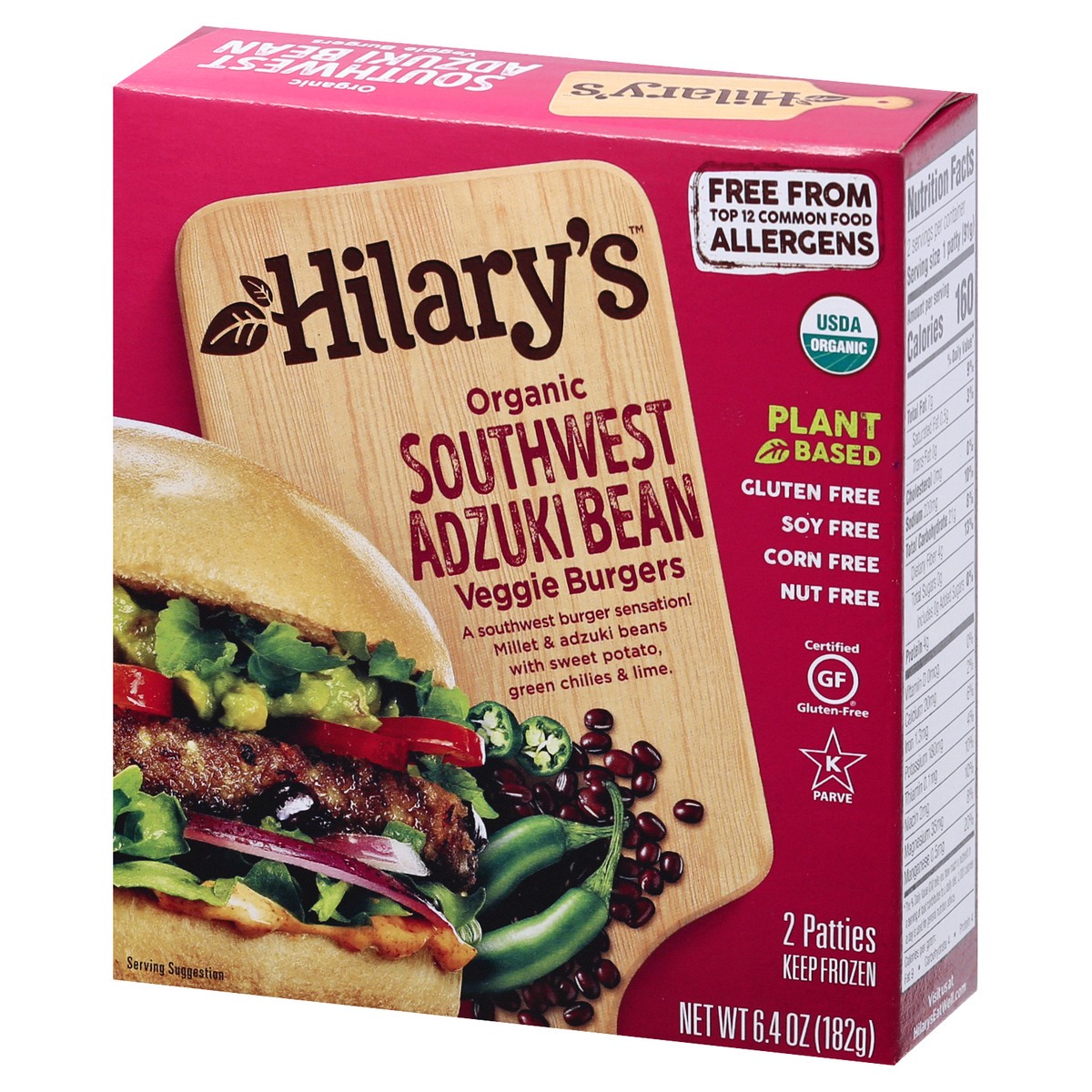 slide 3 of 9, Hilary's Organic Southwest Adzuki Bean Veggie Burgers 2 ea, 2 ct; 6.4 oz