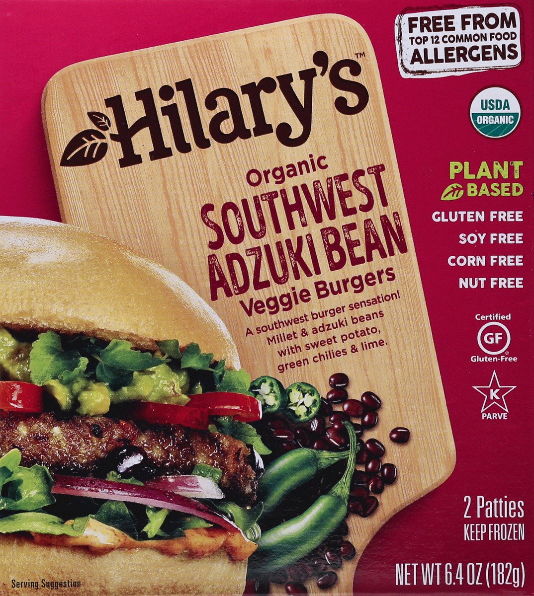 slide 6 of 9, Hilary's Organic Southwest Adzuki Bean Veggie Burgers 2 ea, 2 ct; 6.4 oz