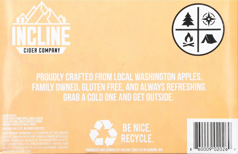 slide 4 of 5, Incline Cider Company White Peach Cider 6 - 12 fl oz Cans, 6 ct; 12 fl oz