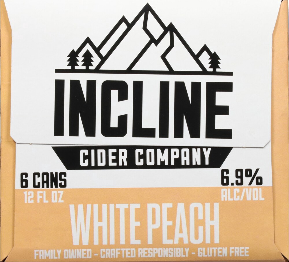 slide 5 of 5, Incline Cider Company White Peach Cider 6 - 12 fl oz Cans, 6 ct; 12 fl oz