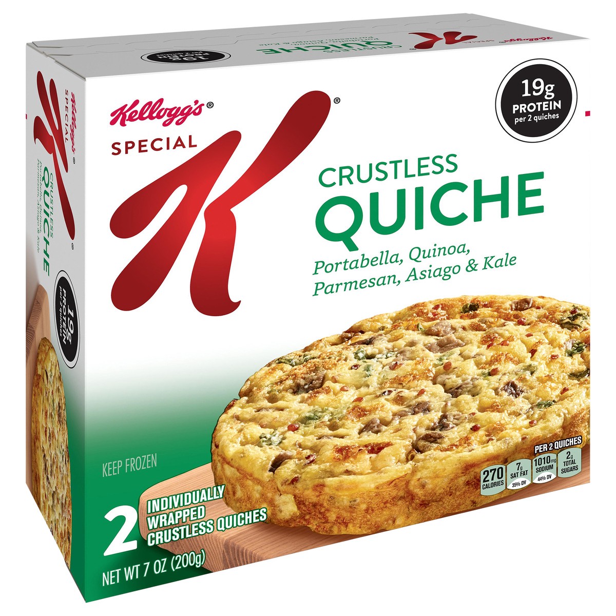 slide 2 of 10, Kellogg's Special K Portabella, Quinoa, Parmesan, Asiago and Kale Crustless Quiche, 7 oz