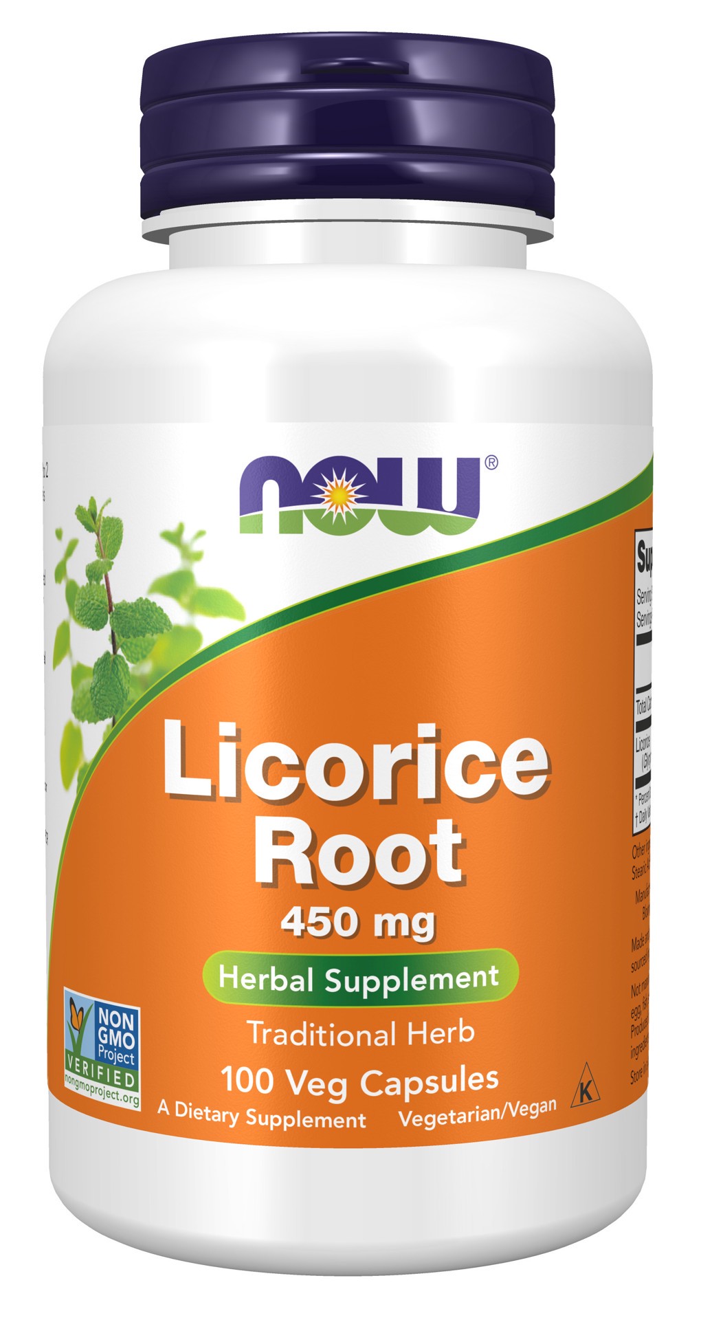 slide 1 of 4, NOW Licorice Root 450 mg - 100 Veg Capsules, 100 ct