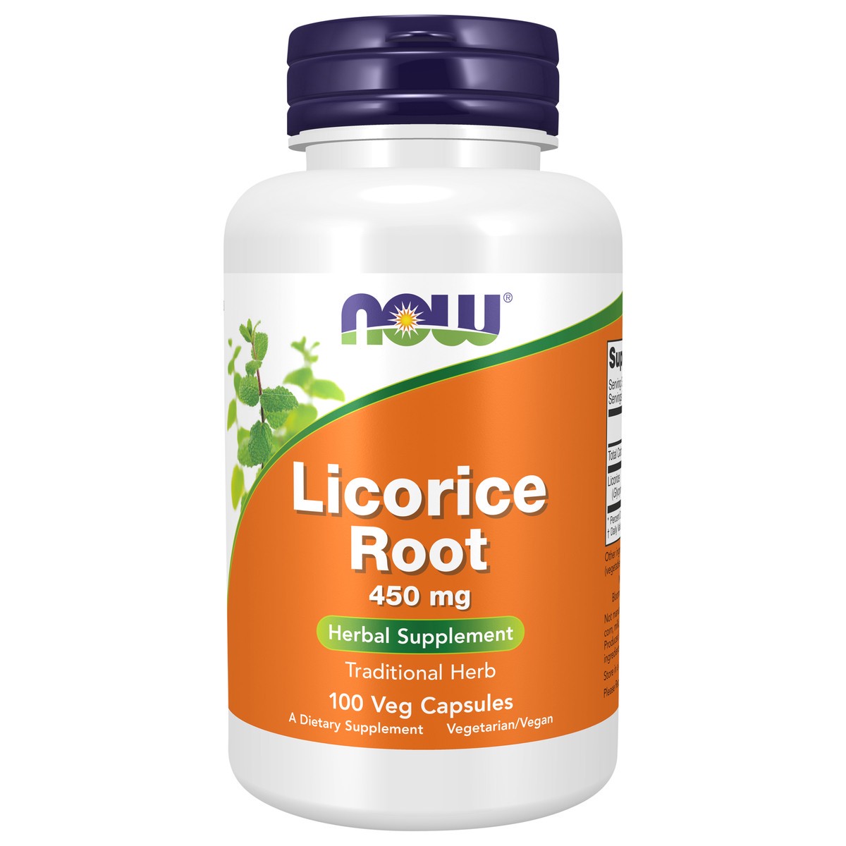 slide 1 of 4, NOW Licorice Root 450 mg - 100 Veg Capsules, 100 ct