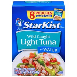 StarKist Wild Caught Light Tuna in Water 8 - 2.6 oz Pouches