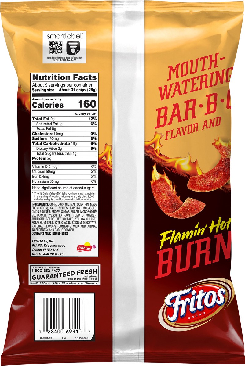 slide 2 of 3, Fritos Flamin Hot Bbq Chips, 9.25 oz