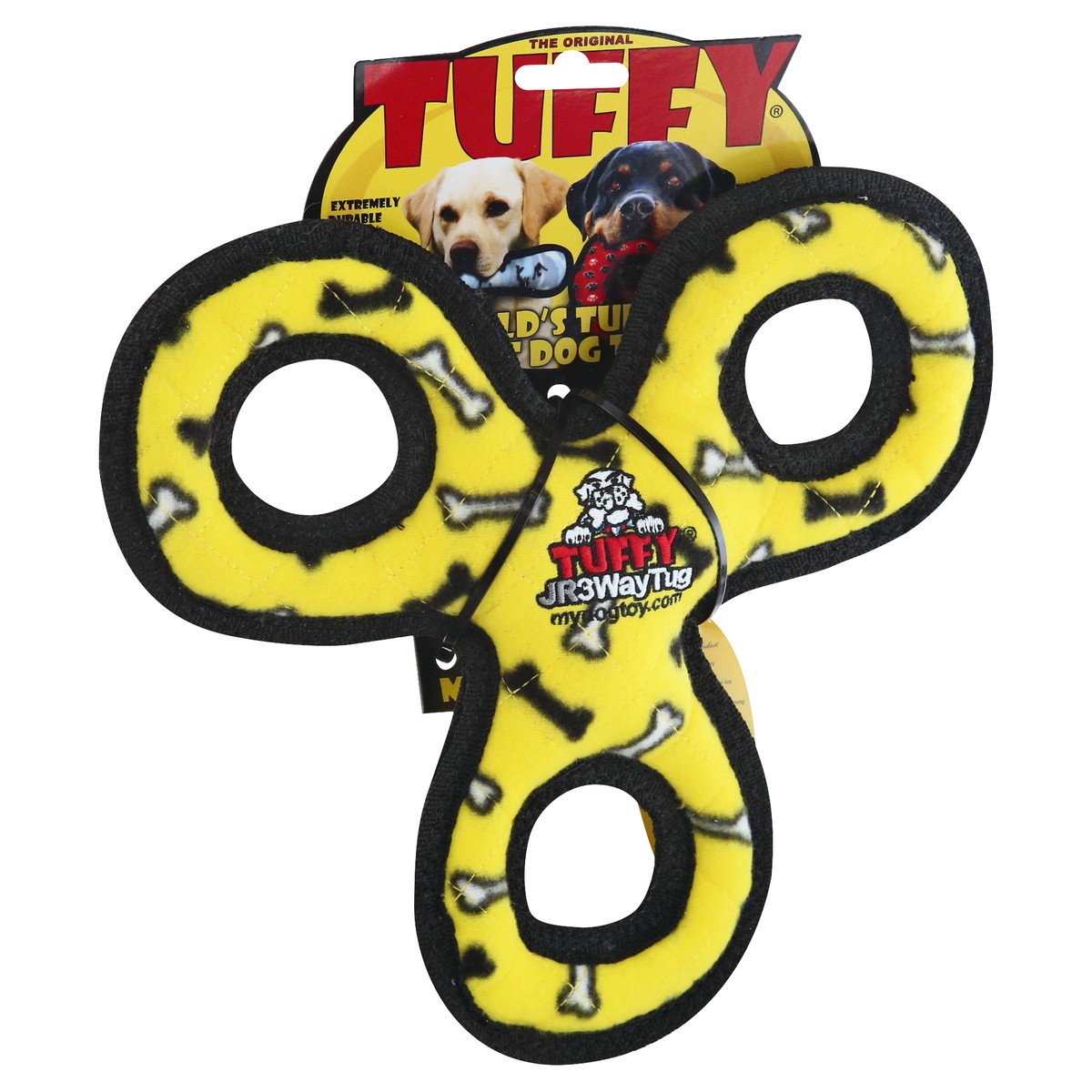 slide 4 of 9, Tuffy Dog Toy 3 Way Tug Yellow - Ea, 1 ct
