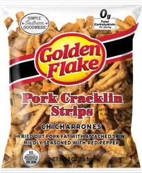 Golden Flake Red Pepper Pork Cracklin Strips 3 oz
