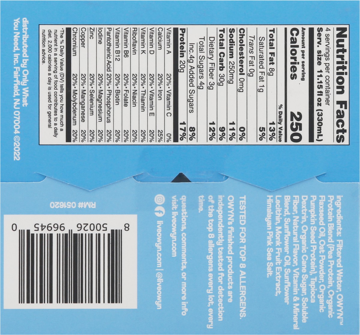 slide 3 of 9, OWYN Complete Vanilla Nutrition Shake 4 - 11.15 fl oz Shakes, 4 ct