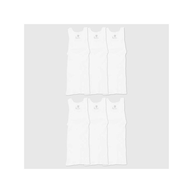 slide 1 of 3, Hanes Men's TAGLESS ComfortSoft White A-Shirt, Large, 6 ct