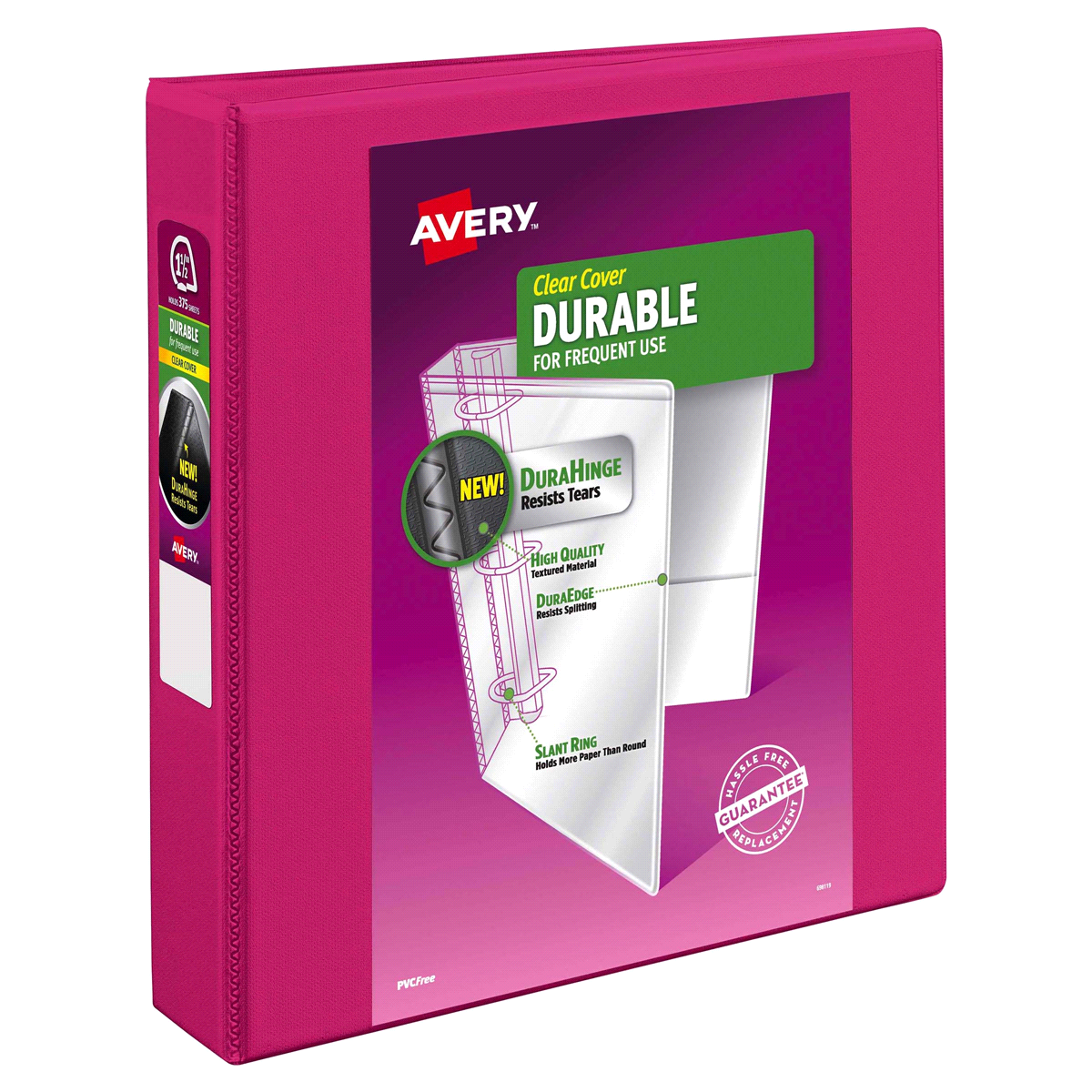 slide 1 of 2, Avery Durable View Binder with 1.5 Slant Ring, Pink, 1 ct