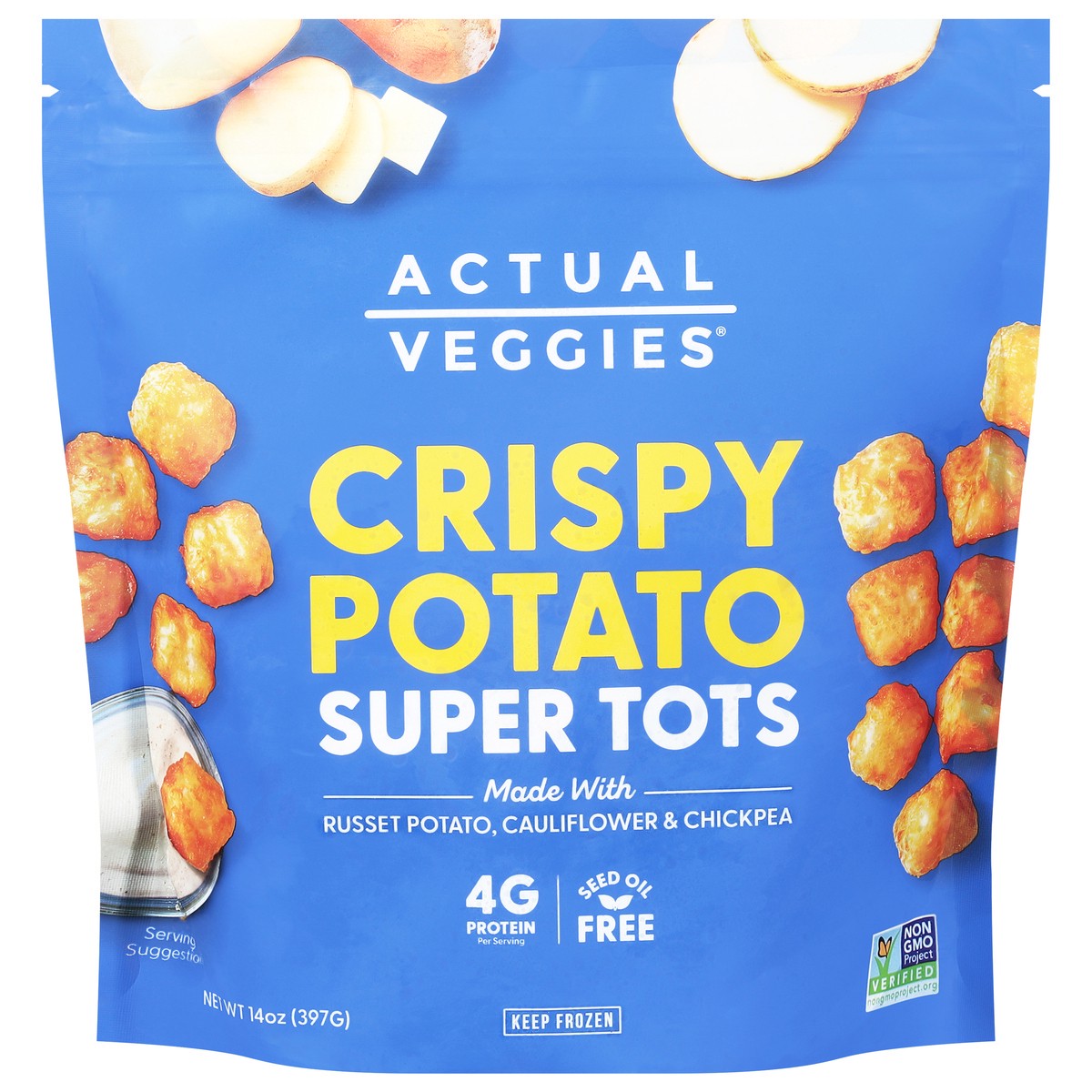 slide 1 of 13, Actual Veggies Crispy Potato Super Tots, 14 oz, 14 oz