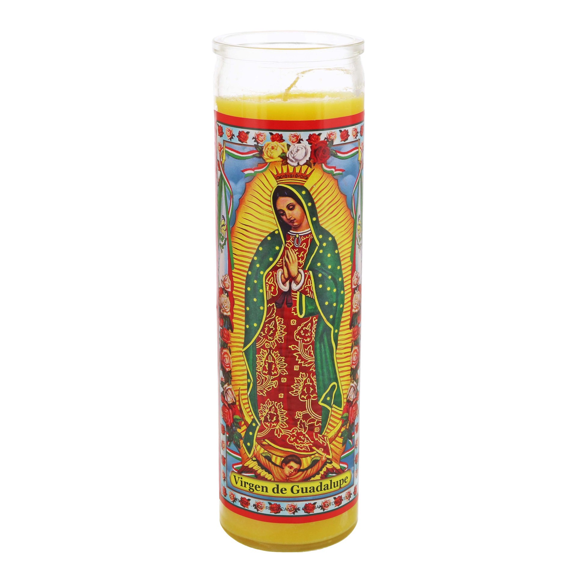 slide 1 of 1, Reed Candle Virgen De Guadalupe Yellow Wax Candle, 1 ct