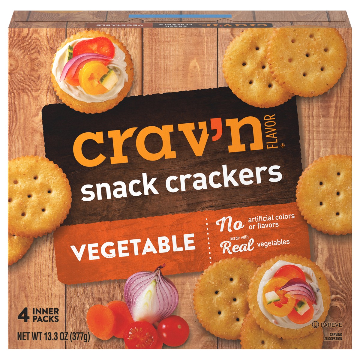 slide 3 of 4, Crav'n Flavor Vegetable Snack Crackers 13.3 oz, 4 ct