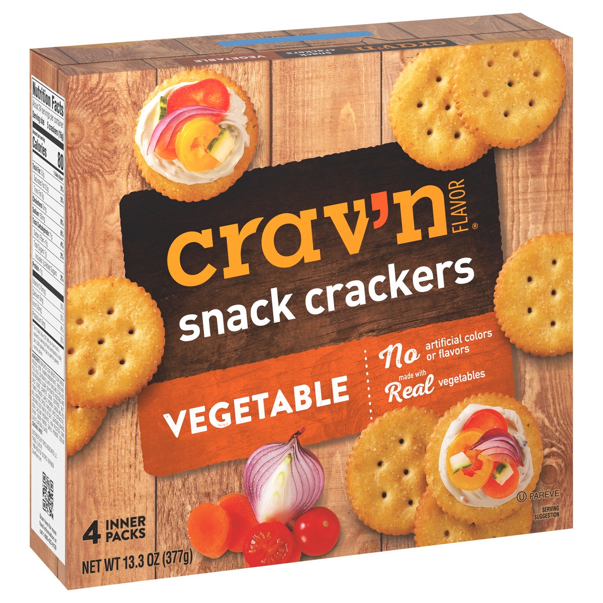 slide 2 of 4, Crav'n Flavor Vegetable Snack Crackers 13.3 oz, 4 ct