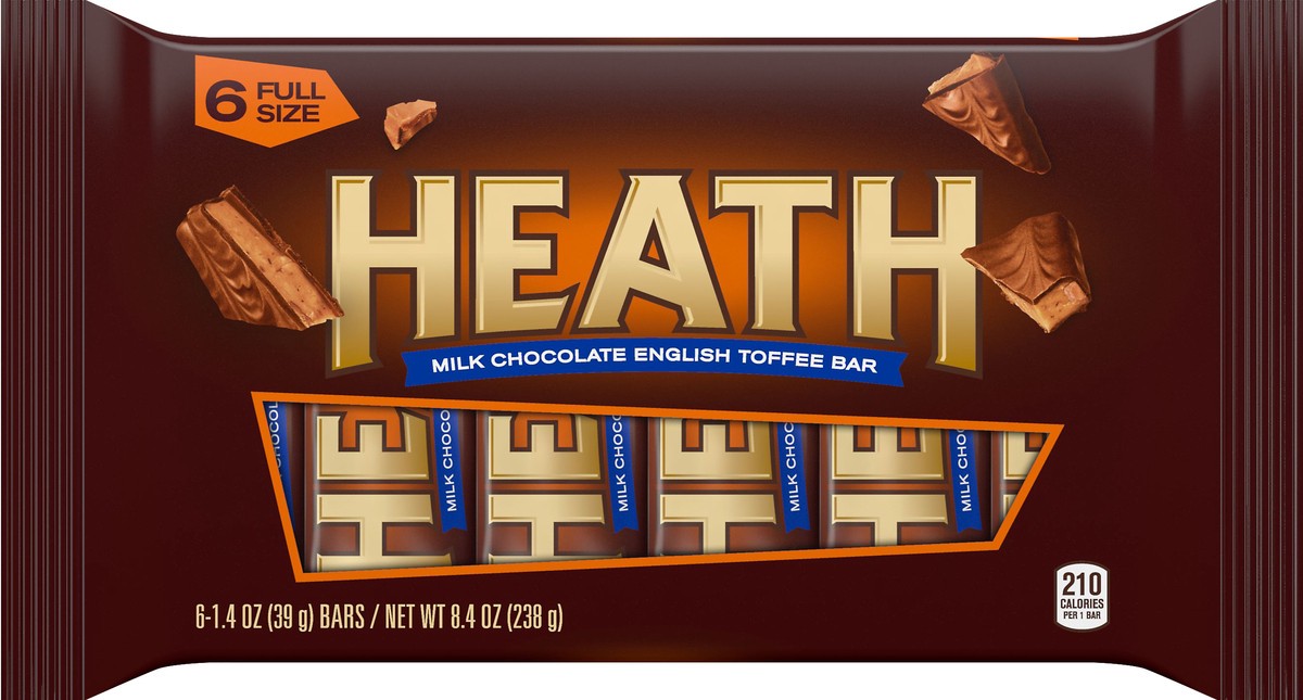 slide 3 of 3, Heath Chocolatey English Toffee Candy Bars, 1.4 oz (6 Count), 1.4 oz