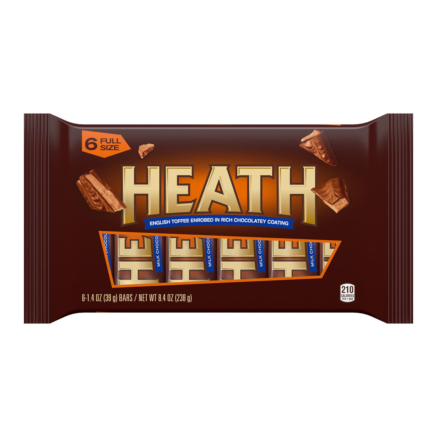 slide 1 of 3, Heath Chocolatey English Toffee Candy Bars, 1.4 oz (6 Count), 1.4 oz