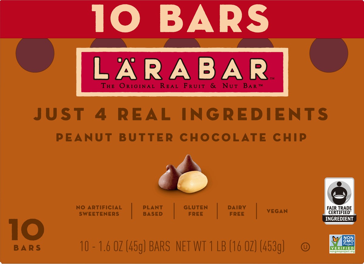 slide 8 of 13, LÄRABAR Peanut Butter Chocolate Chip Fruit & Nut Bar 10 ea, 10 ct; 16 oz