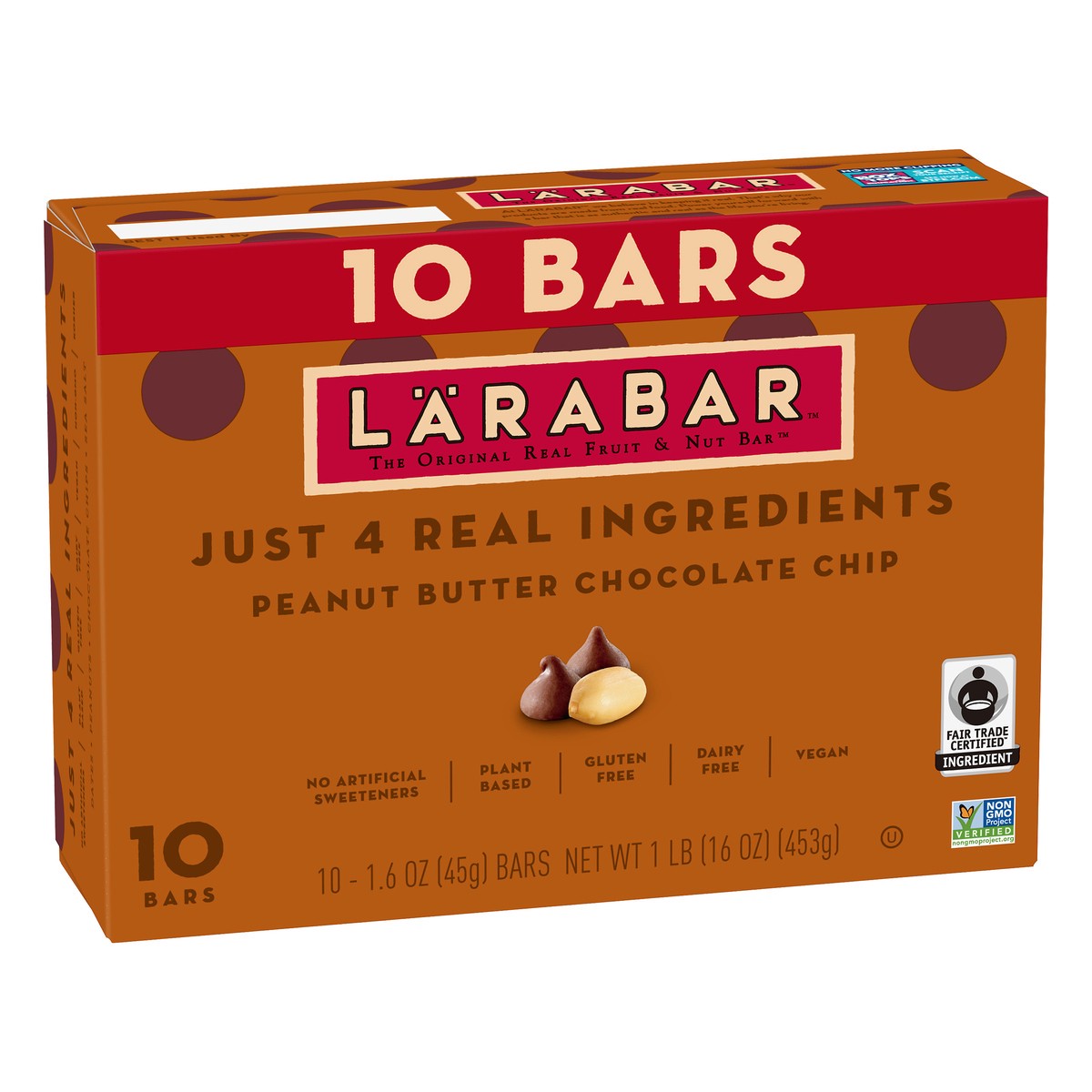 slide 13 of 13, LÄRABAR Peanut Butter Chocolate Chip Fruit & Nut Bar 10 ea, 10 ct; 16 oz