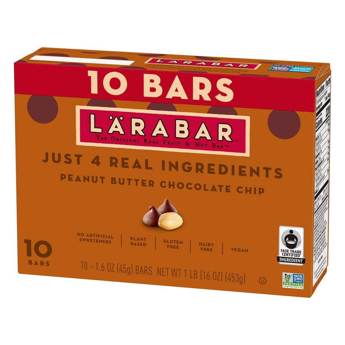 slide 10 of 13, LÄRABAR Peanut Butter Chocolate Chip Fruit & Nut Bar 10 ea, 10 ct; 16 oz