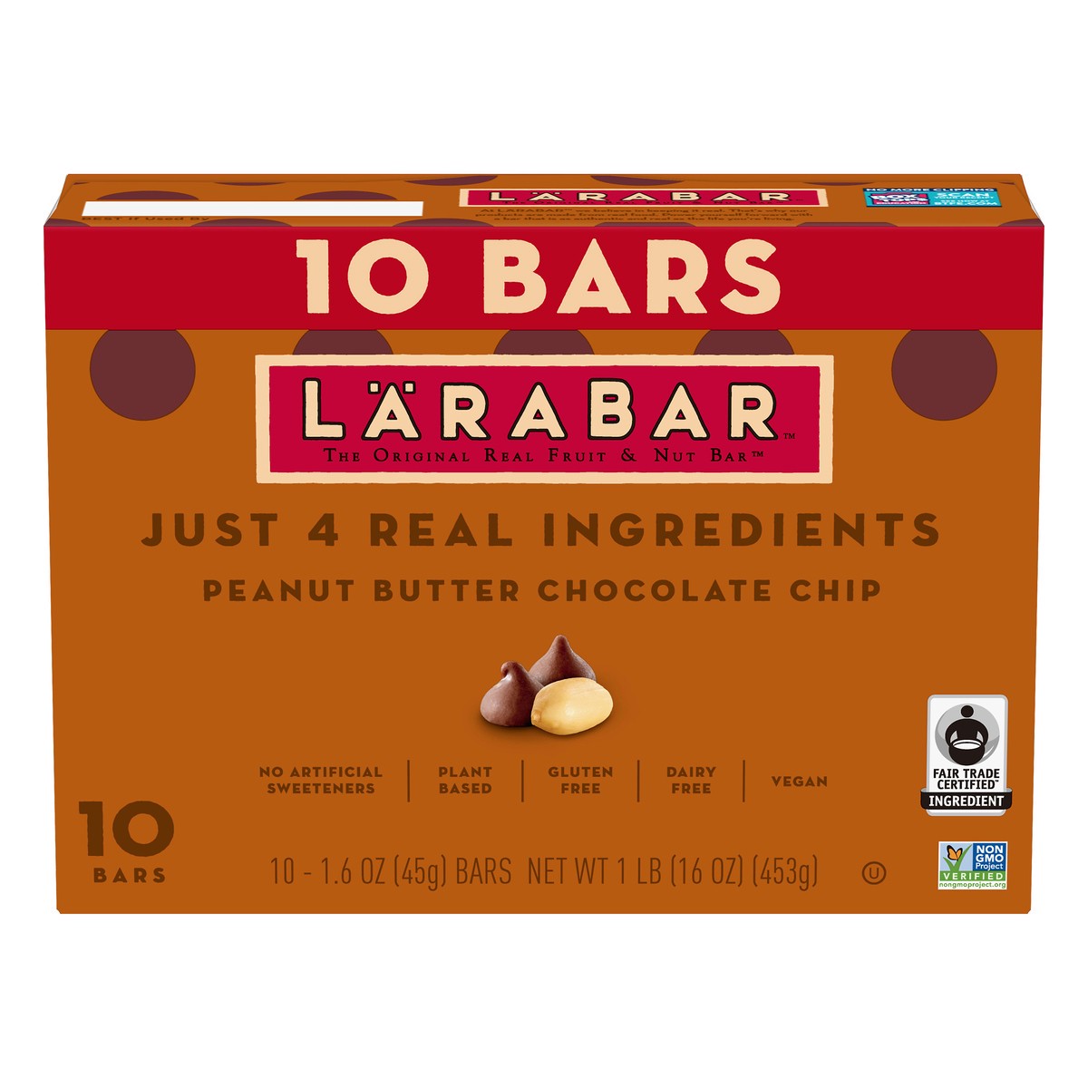 slide 12 of 13, LÄRABAR Peanut Butter Chocolate Chip Fruit & Nut Bar 10 ea, 10 ct; 16 oz