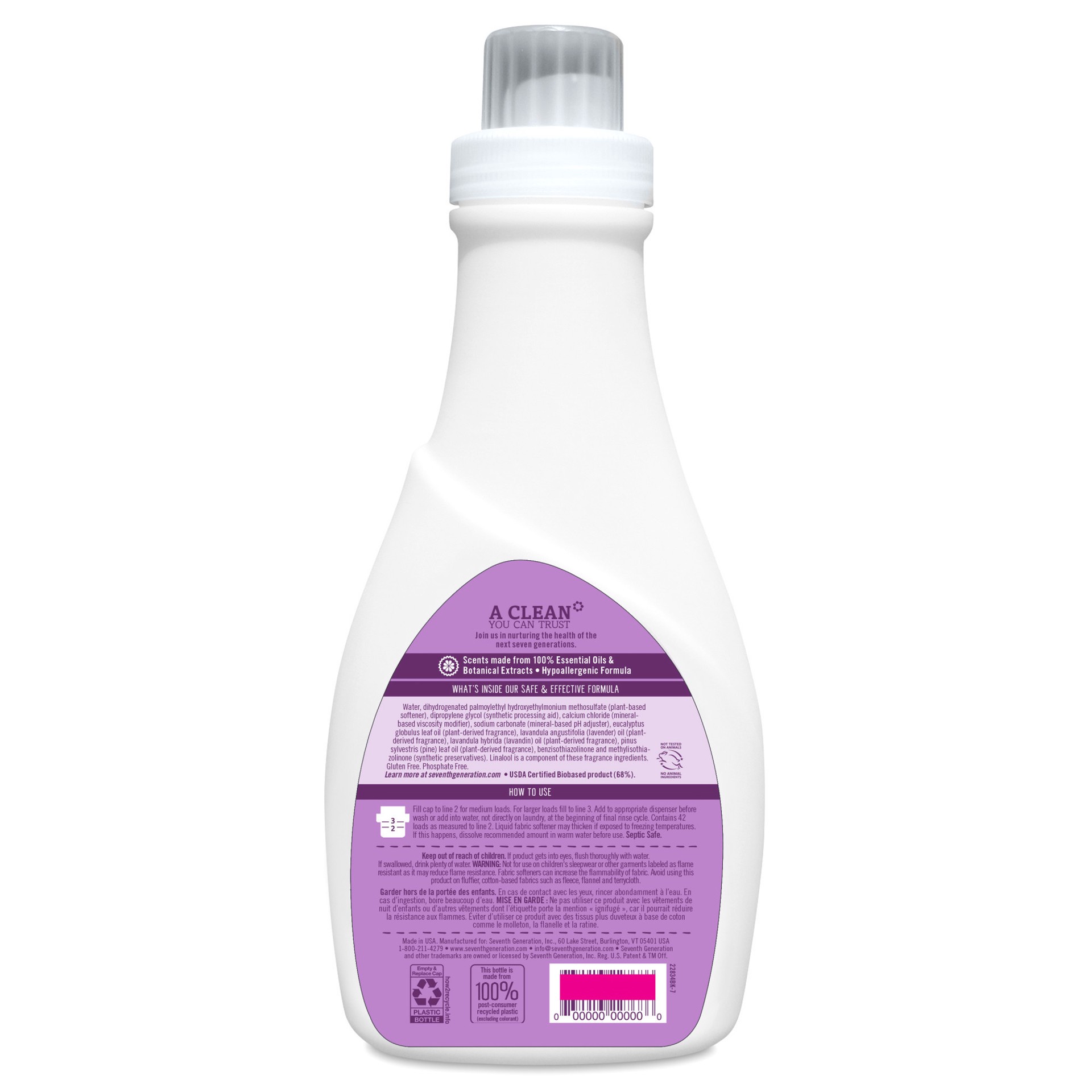 slide 3 of 3, Seventh Generation Liquid Fabric Softener Fresh Lavender Scent, 32 oz, 42 Loads, 32 oz