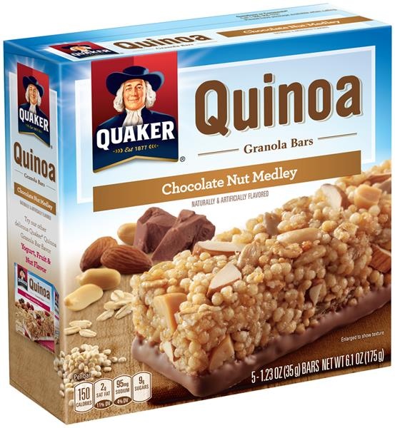 slide 1 of 4, Quaker Quinoa Chocolate Nut Medley Granola Bars, 5 ct