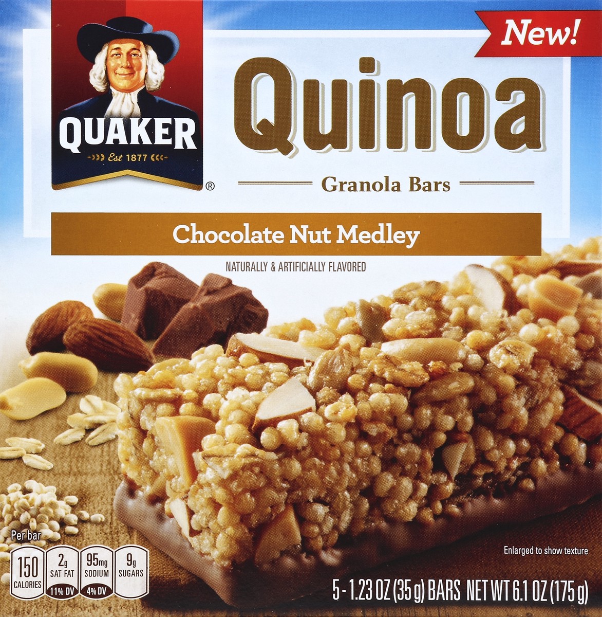 slide 4 of 4, Quaker Quinoa Chocolate Nut Medley Granola Bars, 5 ct