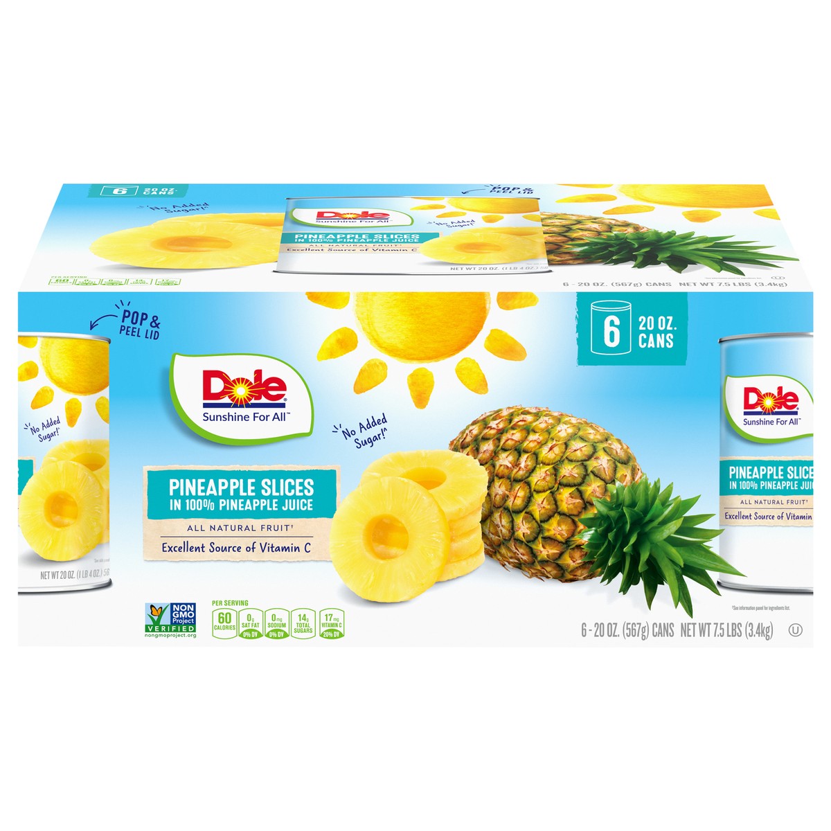 slide 8 of 14, Dole Pineapple Slices in 100% Pineapple Juice 6-20 oz. Cans, 6 ct