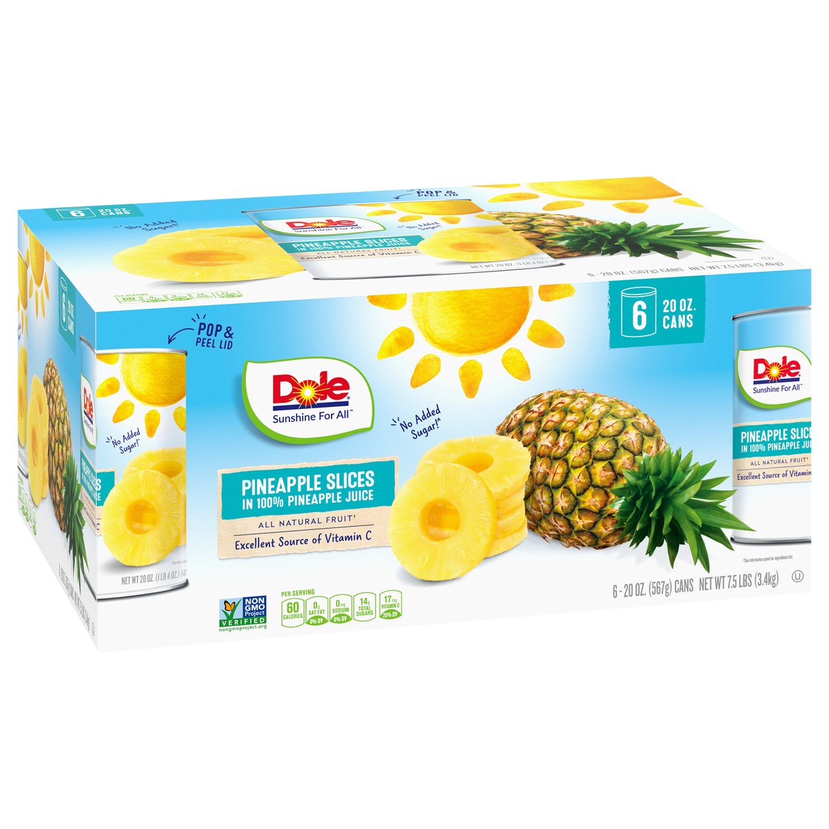 slide 12 of 14, Dole Pineapple Slices in 100% Pineapple Juice 6-20 oz. Cans, 6 ct