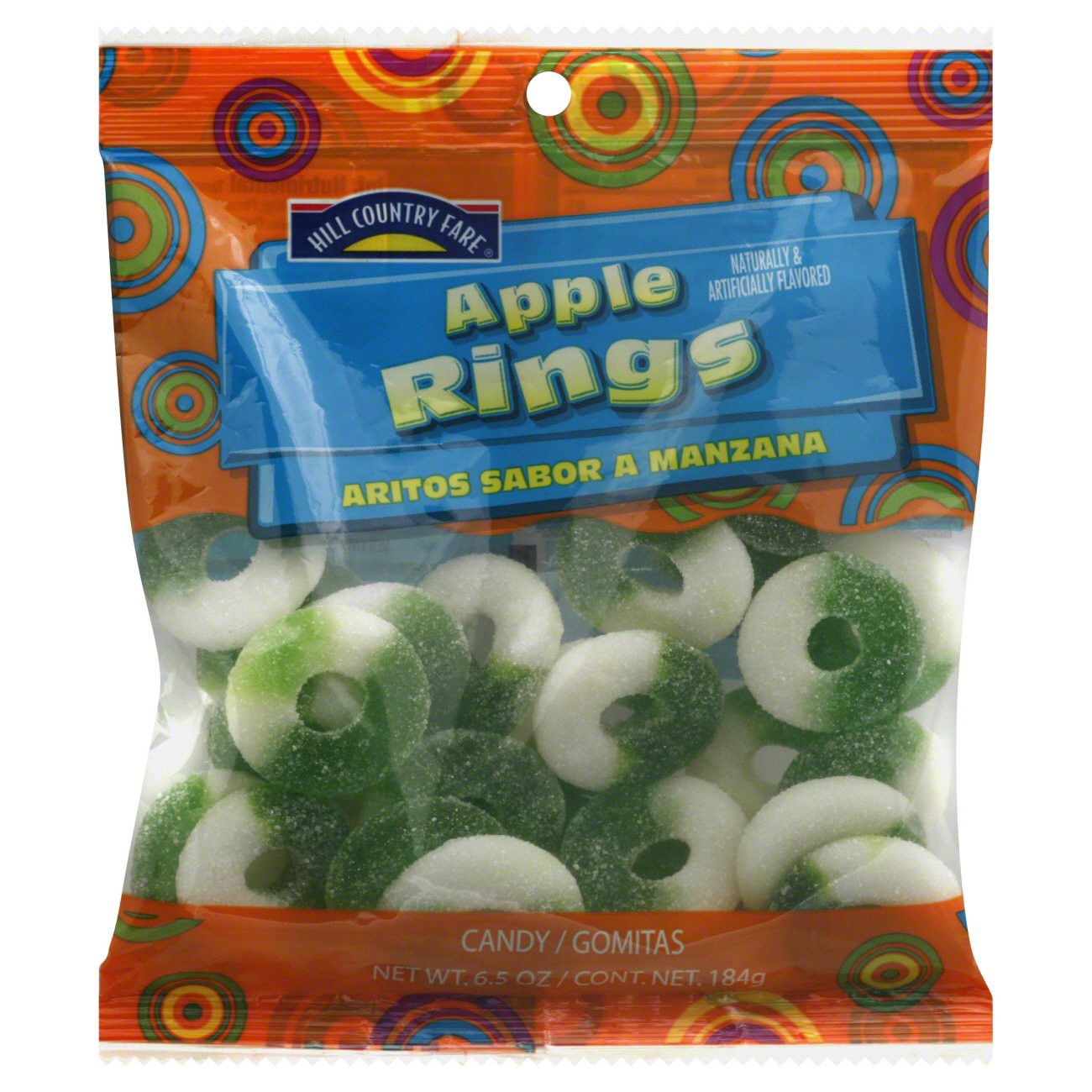 slide 1 of 1, Hill Country Fare Gummi Apple Rings, 6.5 oz