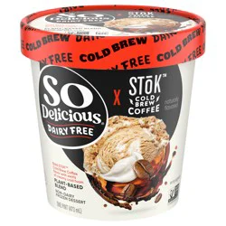 So Delicious Dairy Free SToK Cold Brew Coffee Plant Based Blend Frozen Dessert 1 Pint