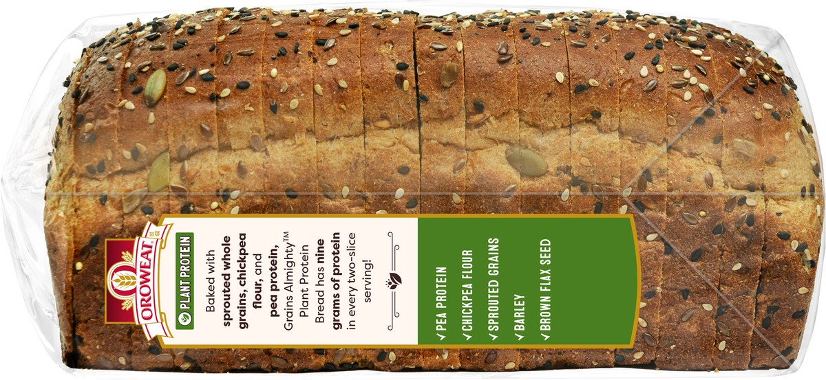 slide 7 of 11, Oroweat Grains Almighty Plant Protein Bread, 20 oz, 20 fl oz