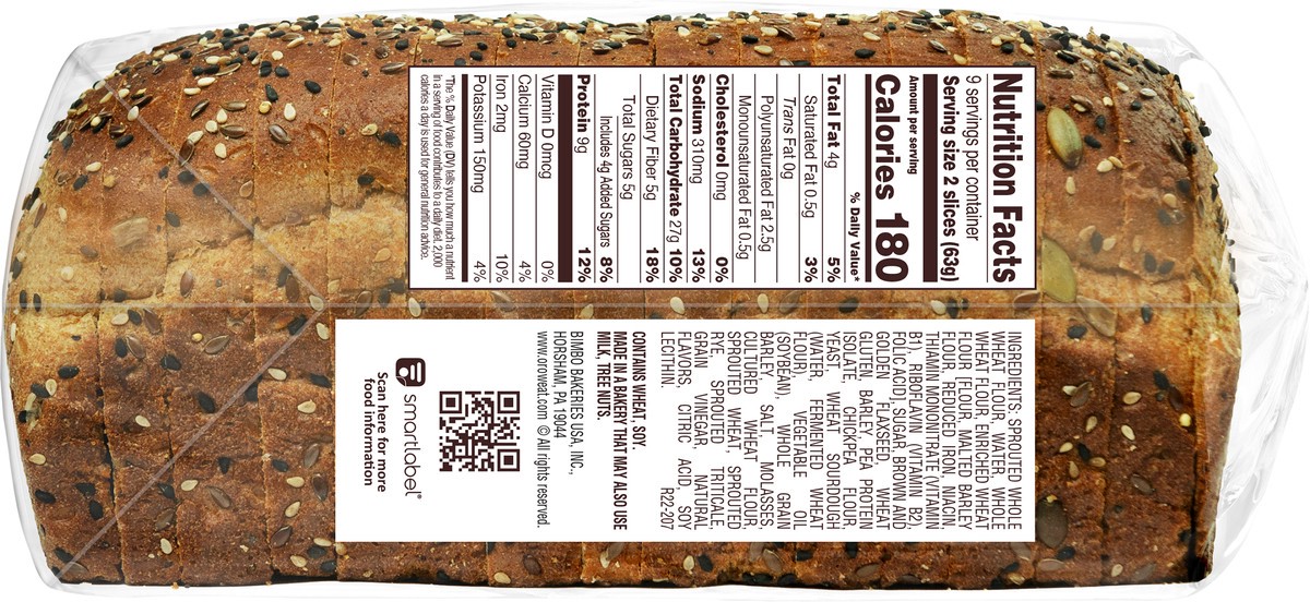 slide 11 of 11, Oroweat Grains Almighty Plant Protein Bread, 20 oz, 20 fl oz