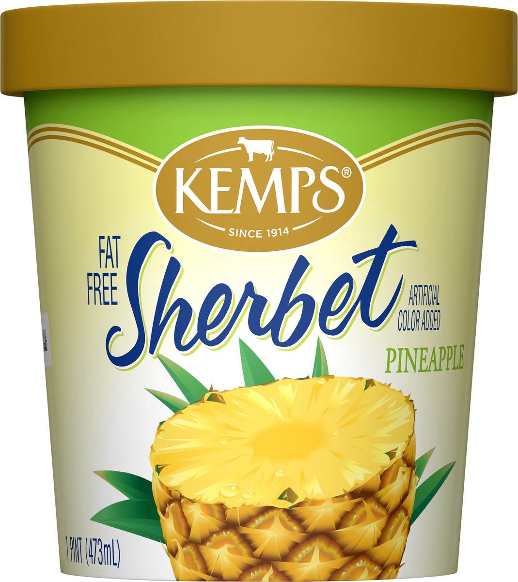 slide 13 of 14, Kemps Fat Free Pineapple Sherbet 1 pt, 
