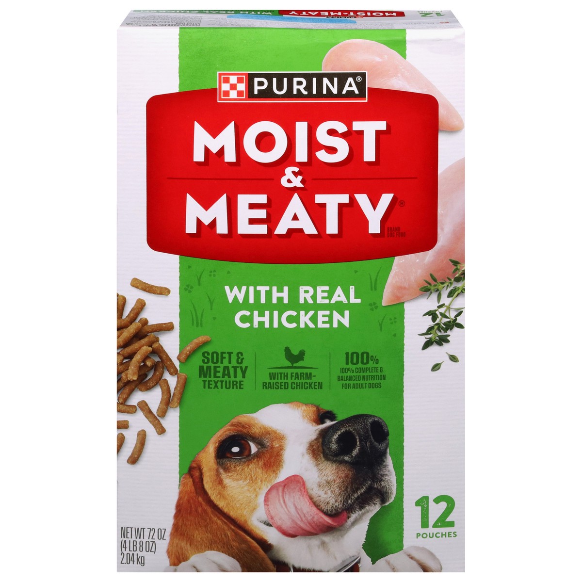 slide 1 of 2, Purina Moist & Meaty Soft Dog Food, With Real Chicken Recipe - 72 oz. Box, 72 oz