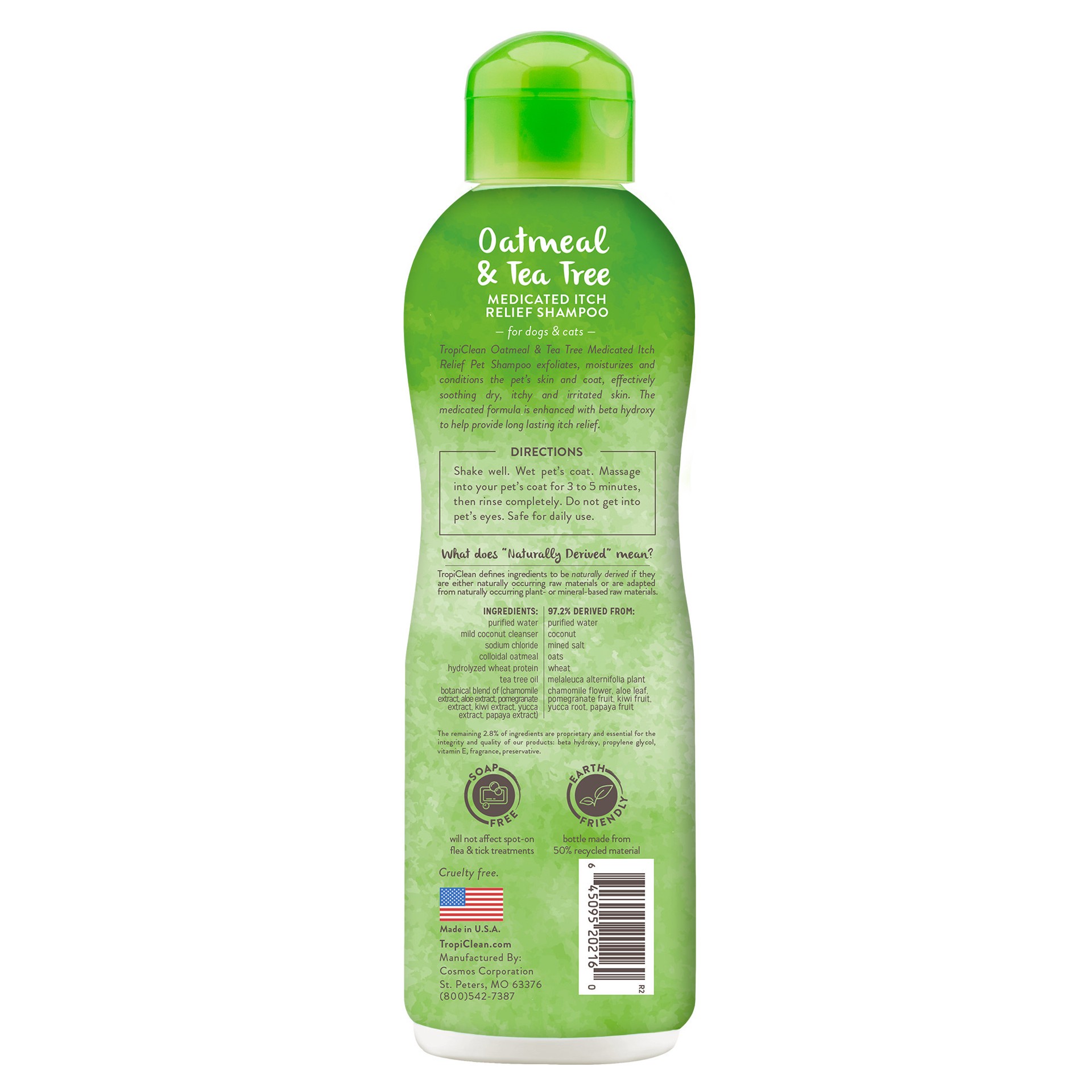 slide 2 of 10, TropiClean Oatmeal & Tea Tree Medicated Itch Relief Shampoo for Pets, 20oz, 20 oz