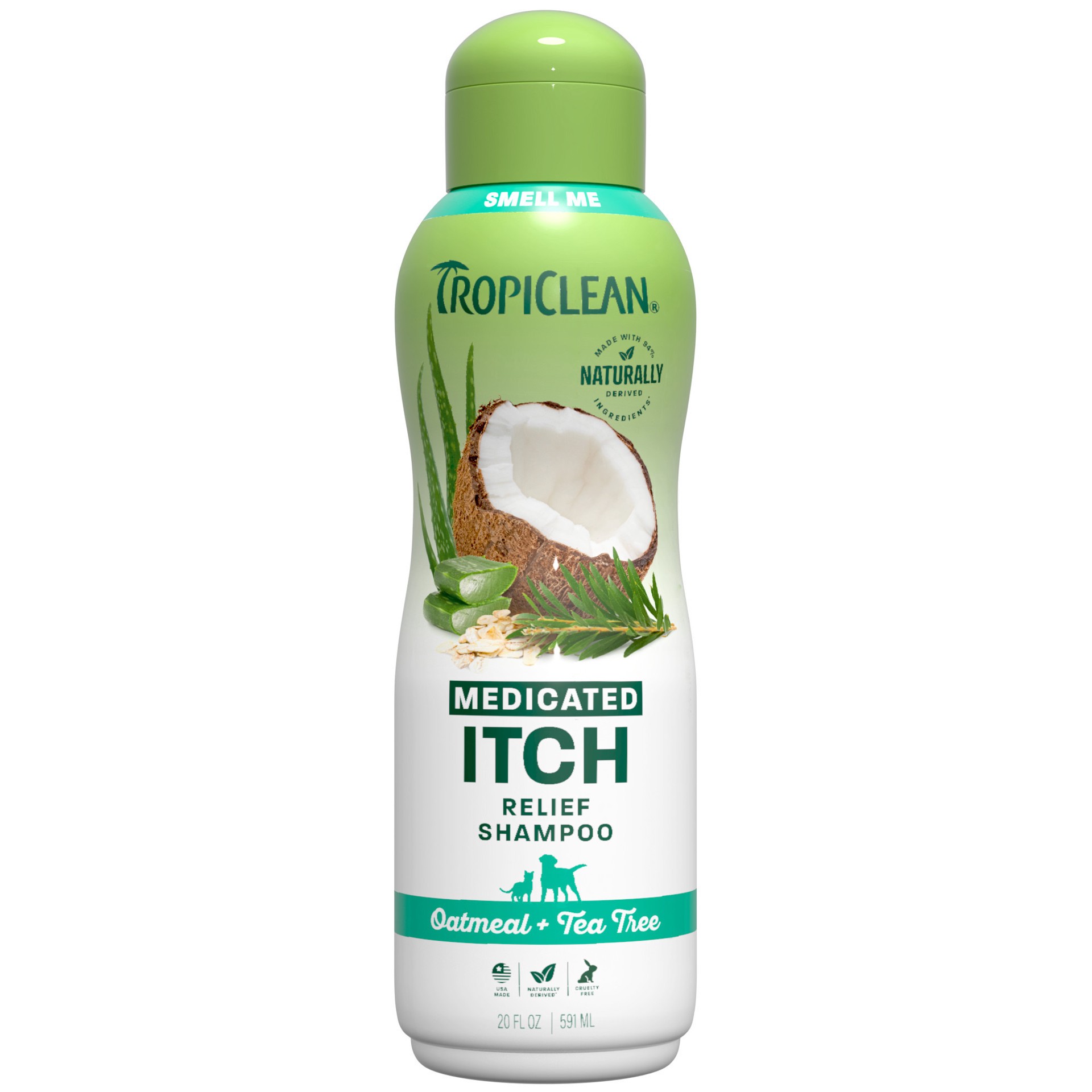 slide 1 of 10, TropiClean Oatmeal & Tea Tree Medicated Itch Relief Shampoo for Pets, 20oz, 20 oz
