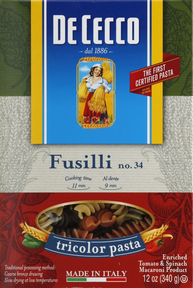 slide 3 of 4, De Cecco No. 34 Tricolor Fusilli 12 oz, 12 oz