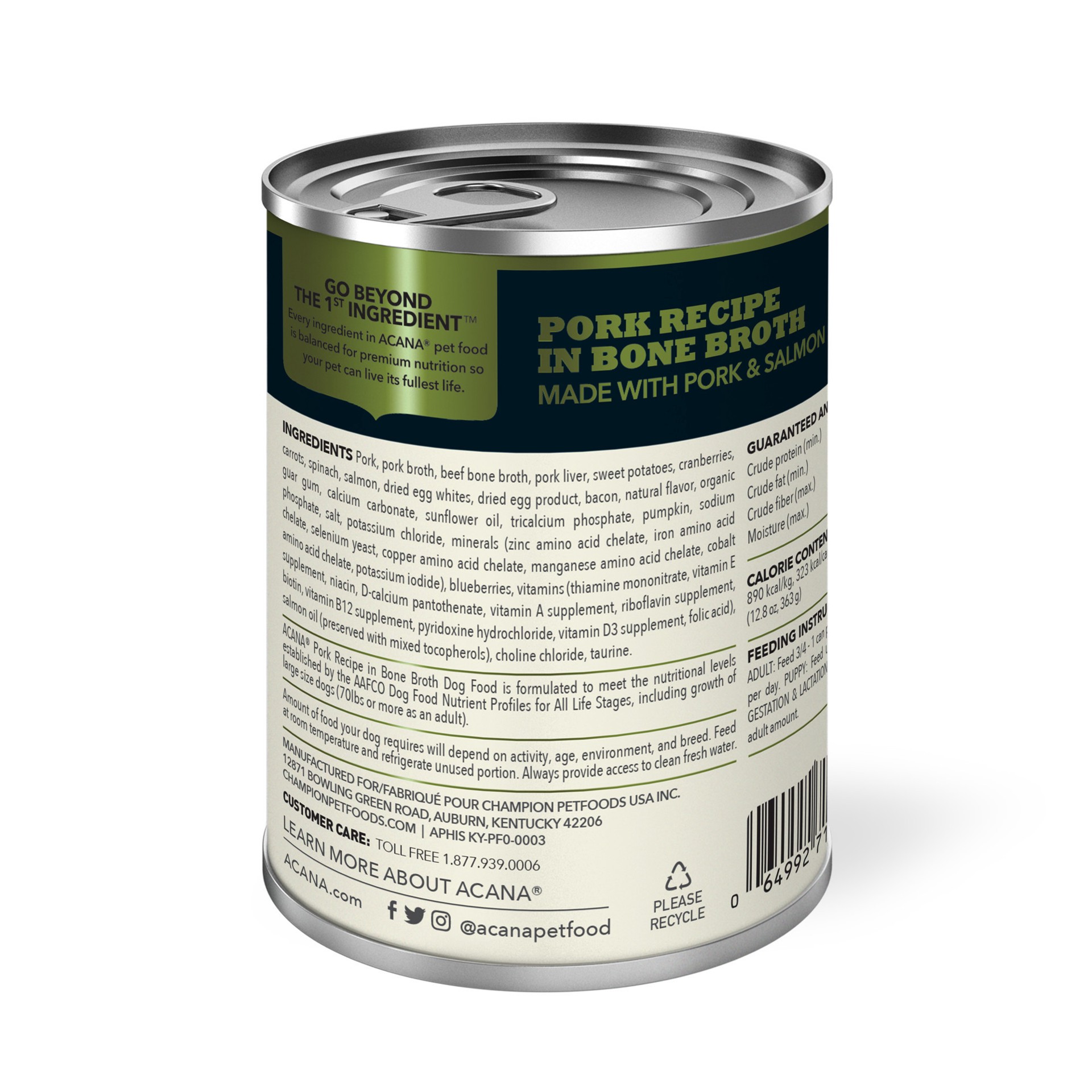 slide 2 of 5, ACANA Premium Chunks Wet Dog Food Pork Recipe in Bone Broth, 12.8oz, case of 12 cans, 12.8 oz