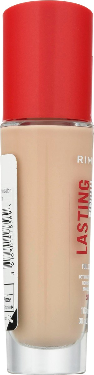 slide 10 of 13, Rimmel London SPF 20 True Ivory 103 Lasting Finish Full Coverage Liquid Foundation 1 fl oz, 30 ml