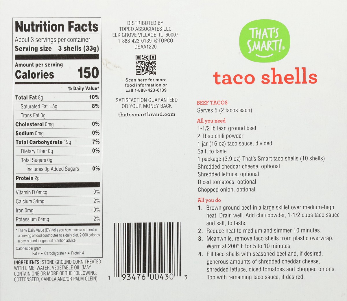 slide 11 of 15, That's Smart! Taco Shells 10 ea, 10 ct