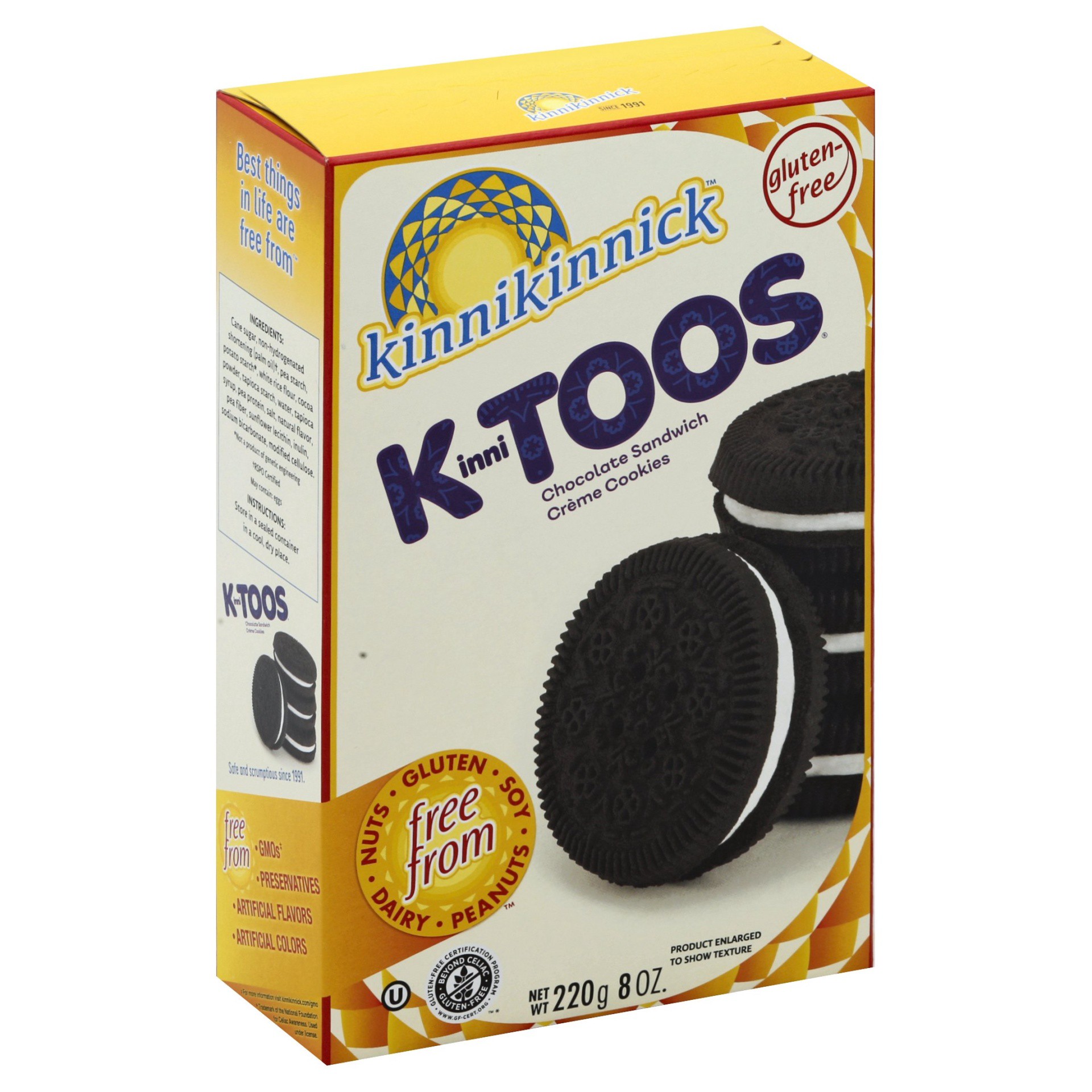 slide 1 of 3, Kinnikinnick Foods Kinni Toos Chocolate Sandwich Creme Cookies 8 oz, 8 oz